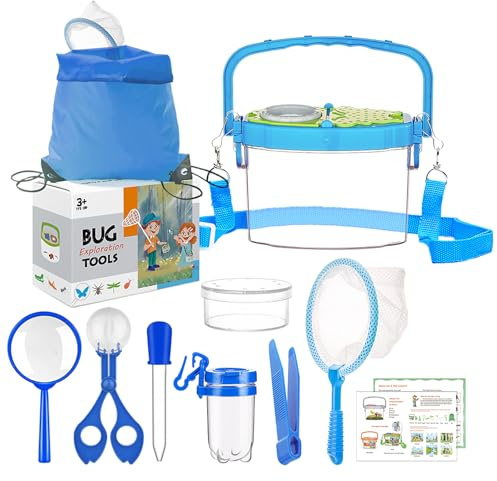GmeDhc 11 Stück Forscherset Outdoor Spielzeug Set, | mit Insektenfänger,Becherlupe,Mikroskop,Pinzette,Kordelzugbeutel Naturerkundungen Geschenk für Junge und Mädchen ab 3 6 Jahre