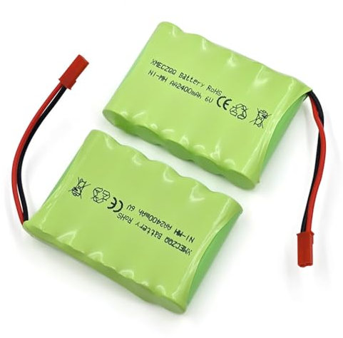 XMECZQQ NiMH Battery 6 V 2400 mAh, 2 Backup RC Batteries with JST Plug, Suitable for Remote Control Toys such as Remote Controlled Cars, Remote Controlled Engineering Vehicles, Remote Controlled
