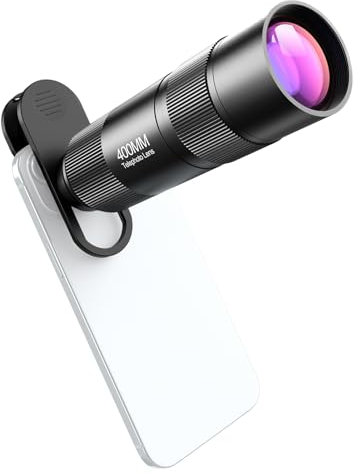 Qukaim 400 mm Telefon-Teleobjektiv, universelles Clip-Zoomobjektiv-Set mit Reinigungstuch und Aufbewahrungstasche für Wandern, Camping, Wildbeobachtung, Sport und Konzerte