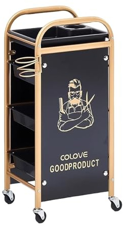 Professional Salon Trolley Cart - 5 Drawers, Spacious Storage, 4 Swivel Casters, Ideal for Barbershops, Spas, Tattoo Studios