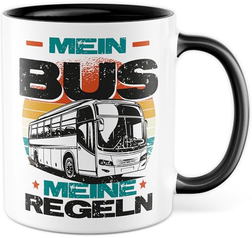 Tasse Busfahrer Geschenk Mein Bus meine Regeln, Kaffeetasse Busfahrerin Transport Arbeit Humor Witzig Sarkasmus, Geschenkidee Büro Kaffee Office Becher Kollege Kollegin Freund Freundin Kaffee-Becher
