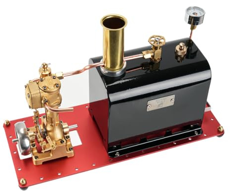 PizazzToy Dampfmaschine Bausatz, RW-BL1K Mini-Reversibler Kolben-Einzylinder-Lebenddampfmotor mit Kessel, für Dampfschiffsammler und Industrieliebhaber (RTR Version)