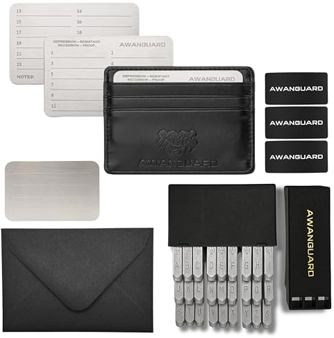 AWANGUARD Ultimate Basic Plus - Bitcoin Wallet Stahl, 3x24 Wörter Recovery Seed Phrase Aufbewahrung. Cold Krypto Metallplatte Backup for ALL Software & Hardware Kryptowährung
