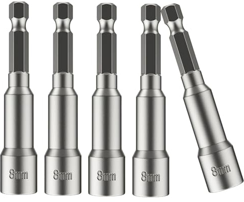 5Pcs 8mm Hex Bit, Hex Drill Bit Set, Impact Socket Set, 8mm Socket Magnetic Nut Setter Driver Drills Bits Sets, Allen Key Drills Bit Sets for Drill, Impact Driver, Screw Gun, Woodworking, DIY