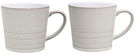 Denby Natural Canvas Textured Mug Set, Cream, Set of 2