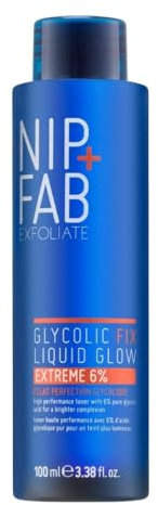 Nip + Fab Glycolic Acid Fix Liquid Glow Extreme 6% | Flüssiges Peeling | Peeling Gesichtsbehandlung | Glykolsäure | 100 ml