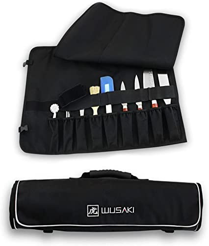Trousse de cuisinier WUSAKI vide pour chefs professionnels et étudiants en école hotelière – 9 places + 2 poches de rangement