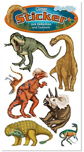 Lutz Mauder 1 Bogen * T-REX & Dinos * Glitter-Sticker/Glitzer-Sticker 72285 // Sticker Glitter Tattoo Glittersticker Kinder Kindergeburtstag Geburtstag Mitgebsel Geschenk Basteln Aufkleber