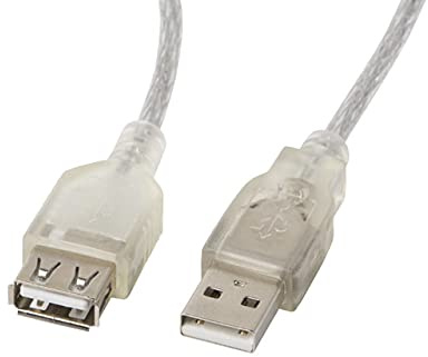 Lanberg CA-USBE-12CC-0050-TR USB 2.0 A-Stecker auf USB A-Buchse Extender mit Ferritenkern Durschsichtig, 5m klar