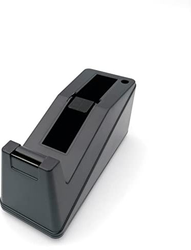 Dispenser per Nastro Adesivo, Professionale da Banco con Fondo Antiscivolo e Portapenna, Doppio Supporto per Rotoli da 33/66 m, Colore Nero
