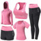 JULY'S SONG Yoga Kleidung Anzug 5er-Set Trainingsanzug Laufbekleidung Gym Fitness Kleidung (Pink, L)