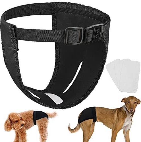 LeerKing 3er Pack Läufigkeitshose für Hündinnen waschbar Läufigkeitshöschen mit 9 Einlagen weibliche Hunde Läufigkeitshosen Hundewindeln Schwarz XS