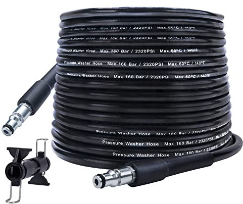 BEAR FORCE Nettoyeur haute pression électrique 10m Tuyau de nettoyage d'eau haute pression 10 m x 160 bar, Compatible avec BLACK & DECKER, AR, STANLEY, MAC ALLISTER (Type C)