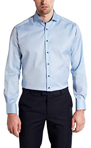 eterna Langarm Hemd MODERN FIT Twill unifarben, Hellblau, W43 Langarm