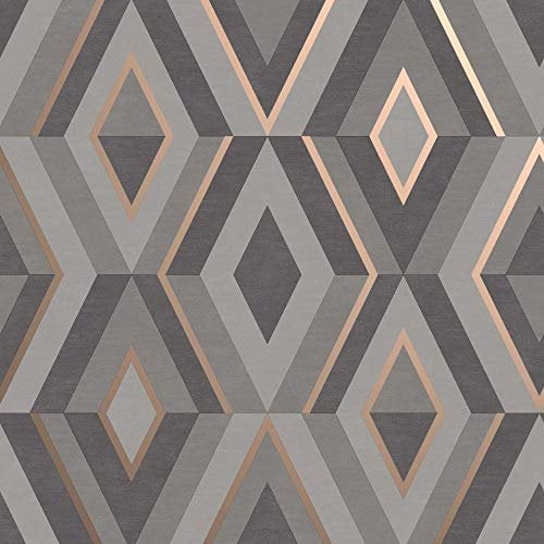 Fine Décor FD42607 Shard Geo Papier peint Gris anthracite/rose