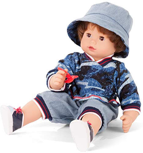 Götz 2027100 Maxy Muffin Fashionisto Puppe - 42 cm große Babypuppe mit braunen Schlafaugen, braune Haare und Weichkörper - Weichkörperpuppe in 8-teiligen Set