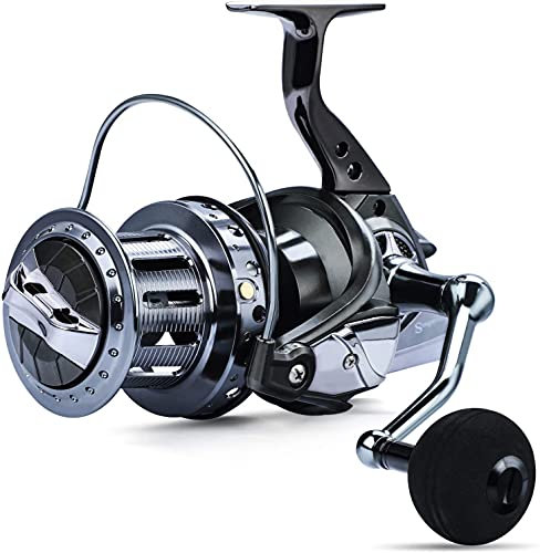 Sougayilang Spinnrollen 10000 Series Surf Angelrollen, 10 + 1 Edelstahl BB Ultra Glatt Leistungsstark mit CNC-Aluminiumspule Angelrollen für Salzwasser Süßwasser