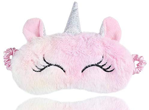 Laahoem Tierschlaf Augenmaske Nette lustige 3D Weiche Flauschige Cartoon Augenmaske Zum Schlafen Reisen Atmungsaktive Lidschattenmaske Kinder Erwachsene Frauen (U- Tie-Dye Hell rosa)