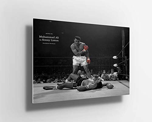 52 north Muhammad Ali Sonny Liston First Minute First Round Metallposter Aluminium-Druck Wandkunst | Leinwand | Metallposter Schild | Geschenk m256 (A1 (80 x 60 cm)