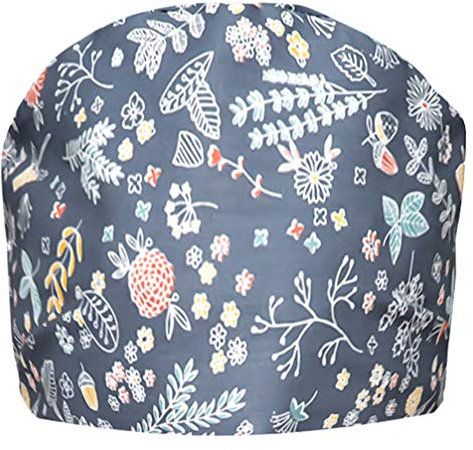 SOIMISS OP-Hut Blume Gedruckt Verstellbare Bouffant Turban Kappe für Arzt & Krankenschwester Kappe