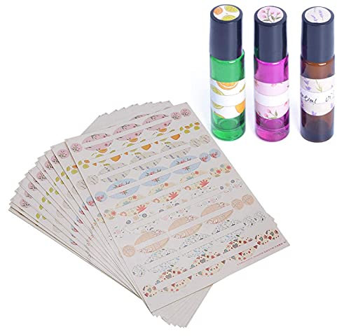 15 PCS Etichette adesive per bottiglie di oli essenziali, etichette cosmetiche di forma ovale e rotonda scrivibili e adesive per lozioni e profumi per aromaterapia