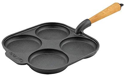 Carl Victor EIERPFANNE BLINIPFANNE AUS GUSSEISEN ECKIG 21 cm ohne PFAS mit hellem Holzgriff