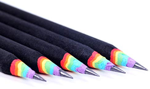 SHOTAY Regenbogen 2B Bleistift, 5 STÜCKE Regenbogen Bleistift 2B Bleistift Schüler Bleistift Regenbogen Bleistift DIY Malerei Zeichnung Entwerfen Schwarz