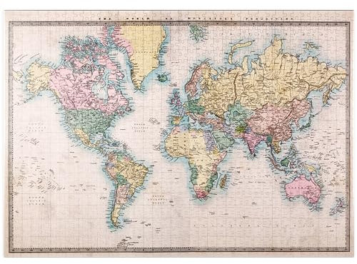 MyPuzzle Weltkarte nach Mercator Projektion, 1860 - Premium 1000 Teile Puzzle - MyPuzzle Sonderkollektion von Puzzle Galaxy
