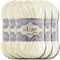 Hobby YARN 3x Etikettenlabel mit Alize Velluto Wolle Premium 5x100g als Set | Chenille Dicke Wolle zum Häkeln Uni Farbe Bulky Amigurumi Kuschelwolle Filzwolle (Light Cream | 62)