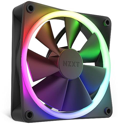 NZXT F120 RGB Fans - RF-R12SF-B1 - Advanced RGB Lighting Customization - Whisper Quiet Cooling - Single (RGB Fan & Controller REQUIRED & NOT INCLUDED) - 120mm Fan - Black