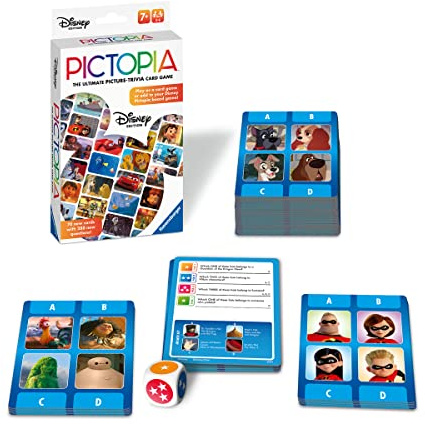 Ravensburger Disney World of Disney Pictopia Kartenspiel – Quizspiel in Reisegröße für Kinder und Erwachsene, Lernspaß, Familien-Bindungszeit, ideal für Kinder ab 7 Jahren