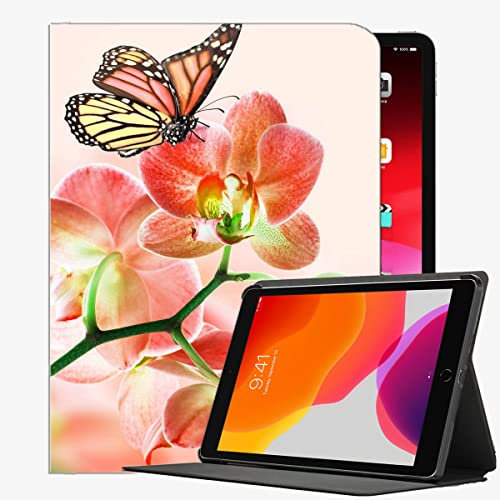 YENDOSTEEN Hülle für iPad Pro 11 2021(3rd Generation)/iPad Pro 11 2020(2nd Generation), Rote Blumen-Orchideen-Schmetterlinge mit Auto Schlaf-/Aufwachfunktion