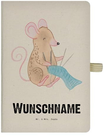 Mr. & Mrs. Panda DIN A4 Personalisiertes Notizbuch Stricken - Personalisierte Geschenke, Dankeschön, DIN A4 Notizbuch Hardcover Personalisiert,