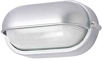 Kellerlampe IP54 | für E27-Fassung | Kellerleuchte Garagenleuchte aus Aluminium und Glas (silber, B: 110)