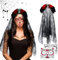 Halloween Tag der Toten Haarreif und Schleier, Mexikanische Rose Stirnband Mit Totenkopf, Day of The Dead Haarreif Mit Gesicht Tattoos für Damen Karneval und Parties