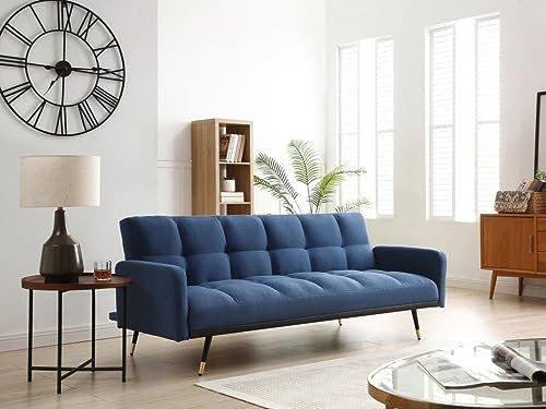 Vente-unique-Sofa 3-Sitzer mit Schlaffunktion - Stoff - Blau - ROREMA