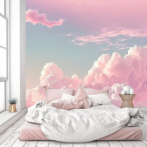 YQWDMX - Papier peint 3D en forme de nuage rose pour chambre d'enfant (ne pas décoller et coller)