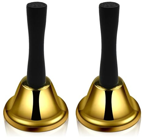 Gsrhzd Glocke, 2 Stücke Tischglocke, Klassisch Handglocke, Metall Glocken mit Holzgriff, für Schule, Abendessen am Empfang, Hotelservice, Meditationsgebet