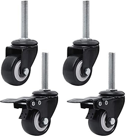 2 Inch Heavy M12X60 Thread 50Mm Wear-Resistant Pu with Brake Double Bearing Screws Furniture Universal Swivel Caster s for Scaffold Trolley 280Kg / Pcs