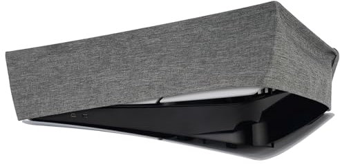 PlayVital Cubierta Antipolvo Horizontal para ps5 Slim Digital Edición - Protector de Nailon a Prueba de Polvo, Funda Impermeable, Accesorios para Consola, Nuevo Diseño Más Pequeño (Gris)