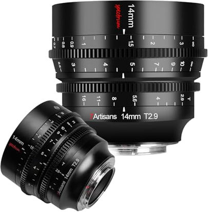7artisans 14 mm T2.9 Cine Objektiv für Sigma/Leica/Panasonic L Mount,Full Frame Prime Mirrorless Cameras Objektiv, 114° Weitwinkel, 270° Fokussierhub, SL,SL1,SL2,Fp-L, FP,S1,S1R,S1H,S5