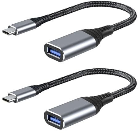 ROTOPATA Adattatore USB C a USB 3.0, 2 Pezzi USB C to USB A Cavo OTG, Velocità 5 Gbps, per MacBook/Air/Pro, Samsung Galaxy, Grigio