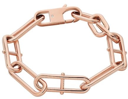 Fossil Heritage Damen Edelstahlarmband mit Karabiner oder Knebelverschluss, Rosa Gold