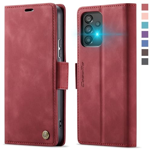 XYGLOW Handyhülle für Samsung Galaxy A53 5G Hülle Klappbar Premium PU Lederhülle Klapphülle【RFID Schutz】 Kartenfach Standfunktion Schutzhülle für Samsung A53 5G Flip Case Wallet Tasche Cover, Rot