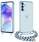E-Lush Handyhülle für Samsung Galaxy A55 5G Hülle mit Band, Handy Hülle für Samsung A55 mit Kette Schutzhülle Herz Love Muster Galvanik Silikon Stossfest Case mit Kordel zum Umhängen, Blau
