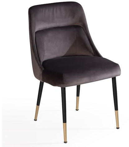 FineBuy Esszimmerstuhl Samt Küchenstuhl mit Metallbeinen, Schalenstuhl Modern, Polsterstuhl mit Stoffbezug, Stuhl Gepolstert mit integriertem Rückenkissen