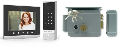 Avidsen Visiophone Filaire avec ecran en Verre 7 connecté a Votre Smartphone & Extel - Serrure électrique - WE 5001/2 BIS, pour Ouverture Gauche ou Droite, protégées par Une visière en Acier