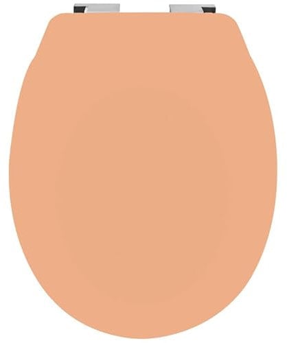 Spirella - Asiento de Inodoro Duro Neela Thermo - Bisagras ABS Cromadas, Tapa de Inodoro con Freno de Caída, Cierre Lento - 44 x 37 x 3 cm - Melocotón Mate