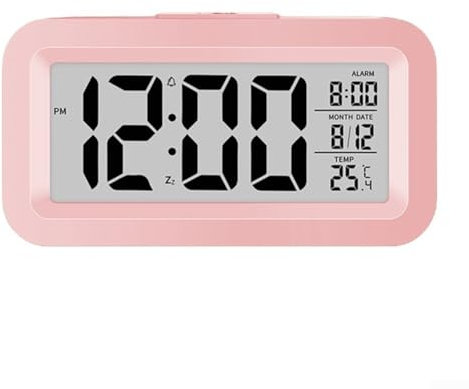 Cloudpower Digital LCD Alarm Clock, 10x5.6x3cm With Calendar Thermometer For Desk Travel Office Decor, Bedroom, Bedside, Office& Travel(pink)