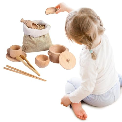 Sensory Bin Tools Set, 8 Wooden Sensory Toys, Scoops Tongs Sensory Toy, Fine Motor Learning Kitchen Tableware Toys, Motor Skills Development Scoop For 3+ Preschool Learning Toys Sensory Bin Filler